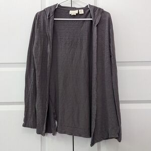 Cynthia Rowley Linen Hooded Cardigan Women's Medium Gray Open Front Lightweight 